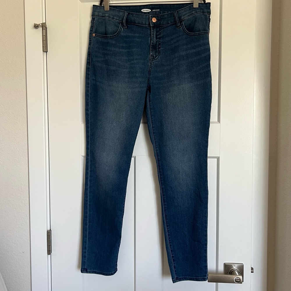 Old Navy Women’s Super Skinny Dark Blue Denim Jeans | Size 12